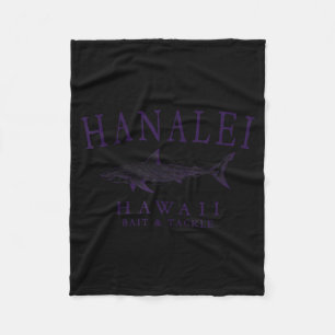 Hanalei hawaii shark vintage plum art fishing fleece blanket