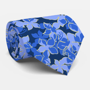 Hanalei Hawaiian Hibiscus Floral Two-sided Printed Tie