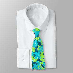 Hanalei Hawaiian Hibiscus Floral Two-sided Printed Tie