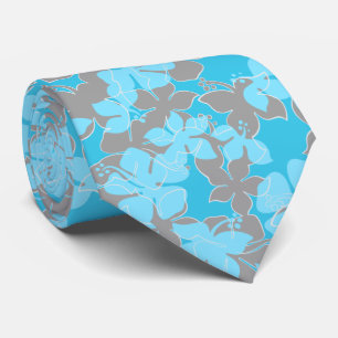 Hanalei Hawaiian Hibiscus Floral Two-sided Printed Tie