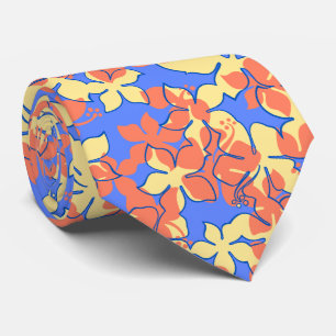 Hanalei Hawaiian Hibiscus Floral Two-sided Printed Tie