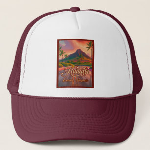 Hanalei Kauai Hawaii Retro Volcano Road 1950s Trucker Hat