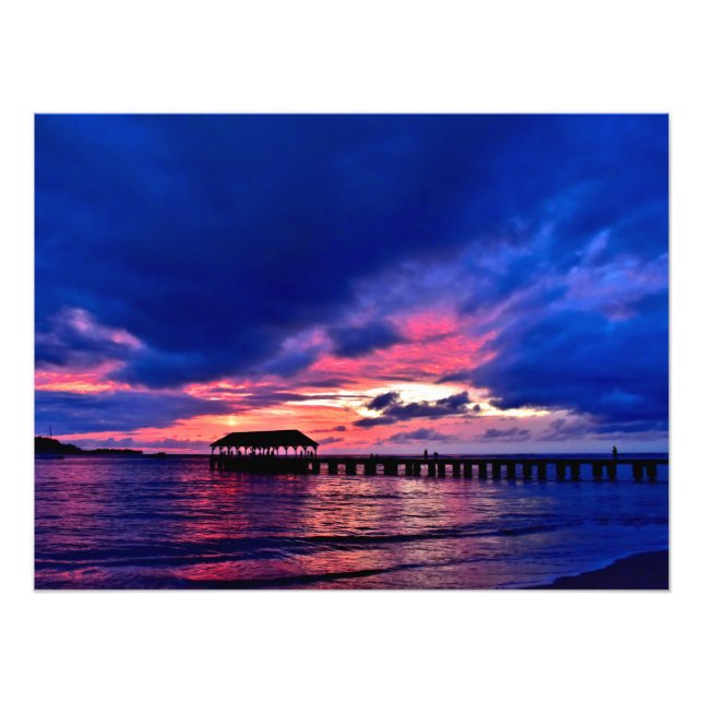 Hanalei Pier at Sunset - Kauai, Hawaii Photo Print (Front)