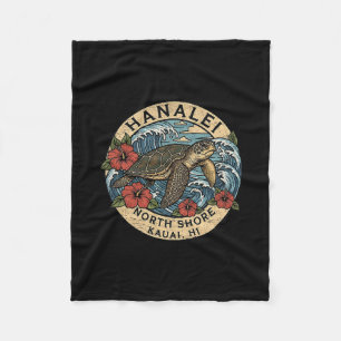 Hanalei Sea Turtle Kauai Hawaii Vacation Hawaiian Fleece Blanket