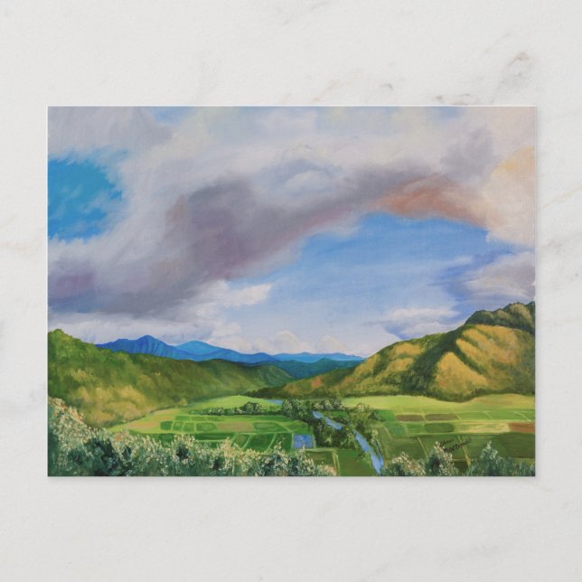 Hanalei Valley Hawaii Oil Painting Postcard (Front)