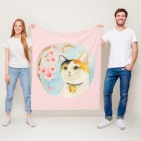 Hanami | Calico Cat and Cherry Blossom Watercolor