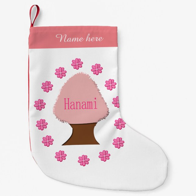 Hanami Japanese Cherry Tree Custom Small Christmas Stocking (Front)
