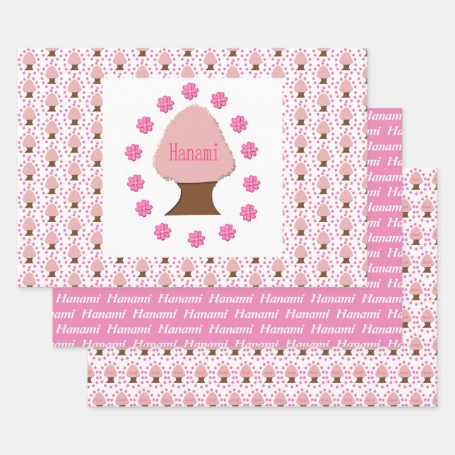 Hanami Japanese Cherry Tree Custom Wrapping Paper Sheet (Set)