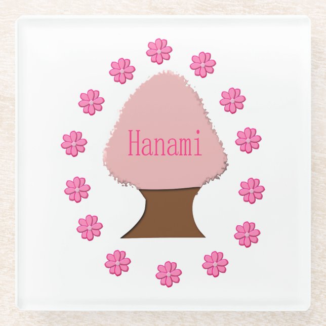 Hanami Japanese Cherry Tree Glass Coaster (Front)