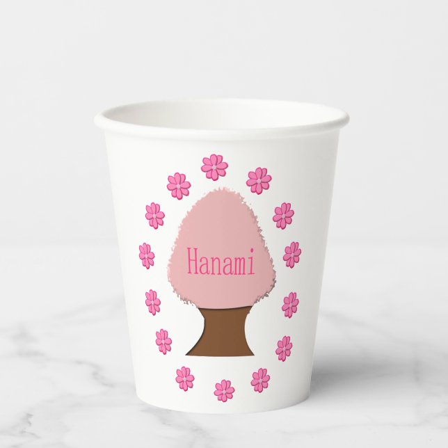 Hanami Japanese Cherry Tree Paper Cups (Front)
