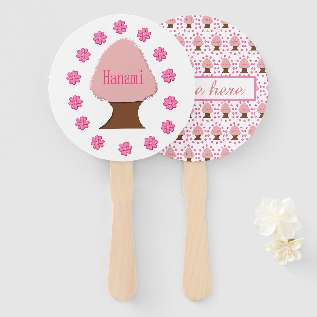 Hanami Japanese Cherry Tree Personalised Hand Fan (Front and Back)