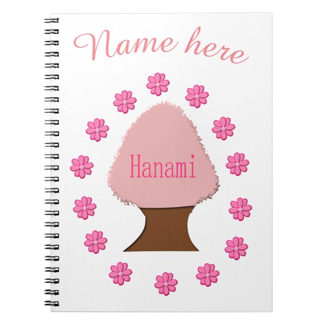 Hanami Japanese Cherry Tree Personalised Notebook (Front)