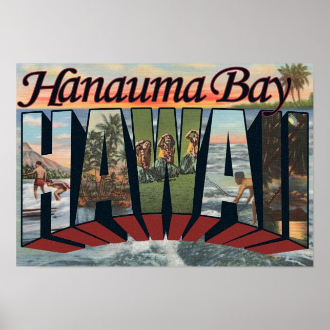 Hanauma Bay, Hawaii - Large Letter Scenes Poster (Front)