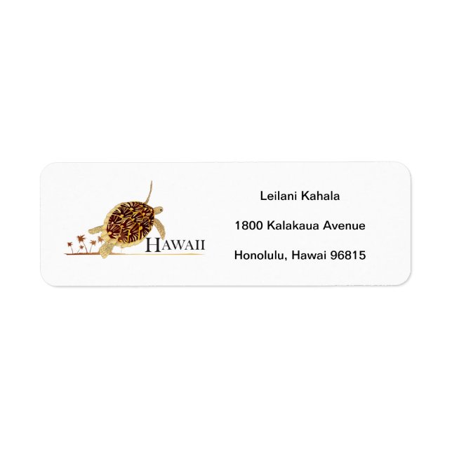 Hanauma Bay Hawaii Turtles - Honu Return Address Label (Front)