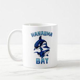 Hanauma Bay Hawaii Vacation Tribal Whale Orcas Coffee Mug