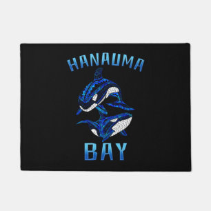 Hanauma Bay Hawaii Vacation Tribal Whale Orcas Doormat