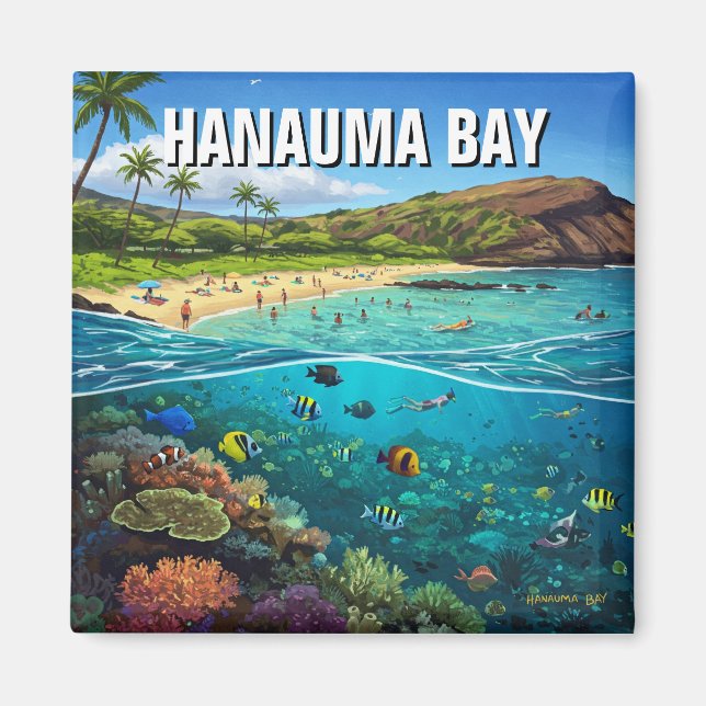 Hanauma Bay Oahu Hawaii Travel Magnet (Front)