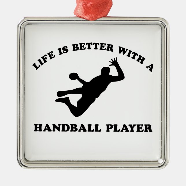 Hanball Vector Designs Metal Tree Decoration (Front)