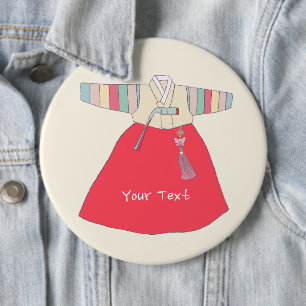 Hanbok 한복 Traditional Korean Clothing 6 Cm Round Badge