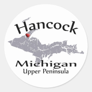 Hancock Michigan Heart Map Design Sticker