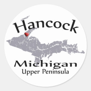 Hancock Michigan Heart Map Design Sticker