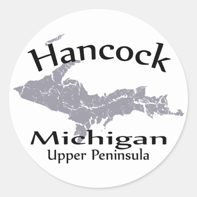 Hancock Michigan Map Design Sticker (Front)