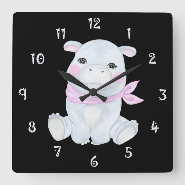 Hancy The Hippo Wall Clock (Front)