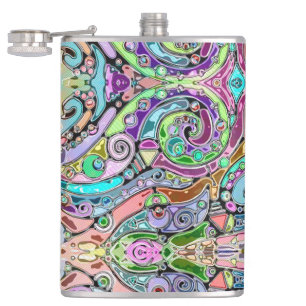 Hand And Digitally Painted Pattern Art 10 Hip Flask