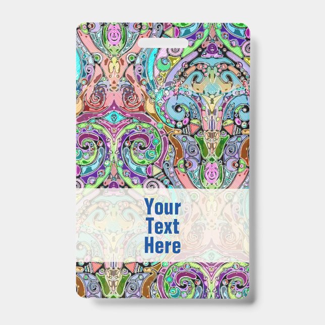 Hand And Digitally Painted Pattern Art 10 ID Badge (Front)