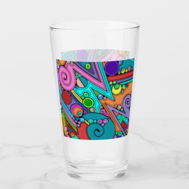 Hand And Digitally Painted Pattern Art 12 Glass (Front)