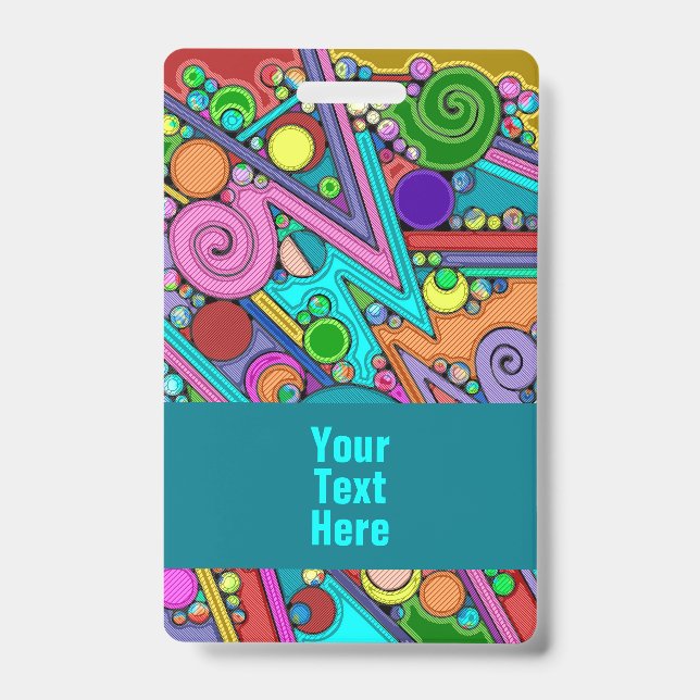 Hand And Digitally Painted Pattern Art 12 ID Badge (Front)