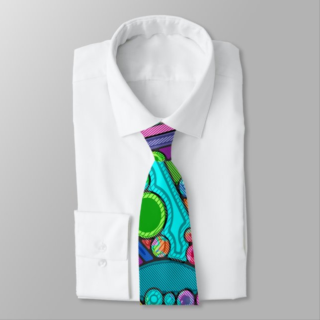 Hand And Digitally Painted Pattern Art 12 Tie (Tied)