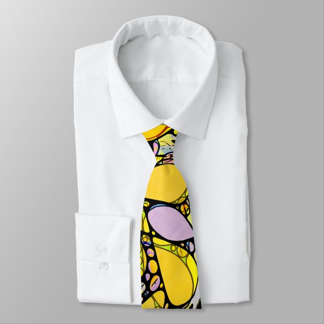Hand And Digitally Painted Pattern Art 13 Tie (Tied)