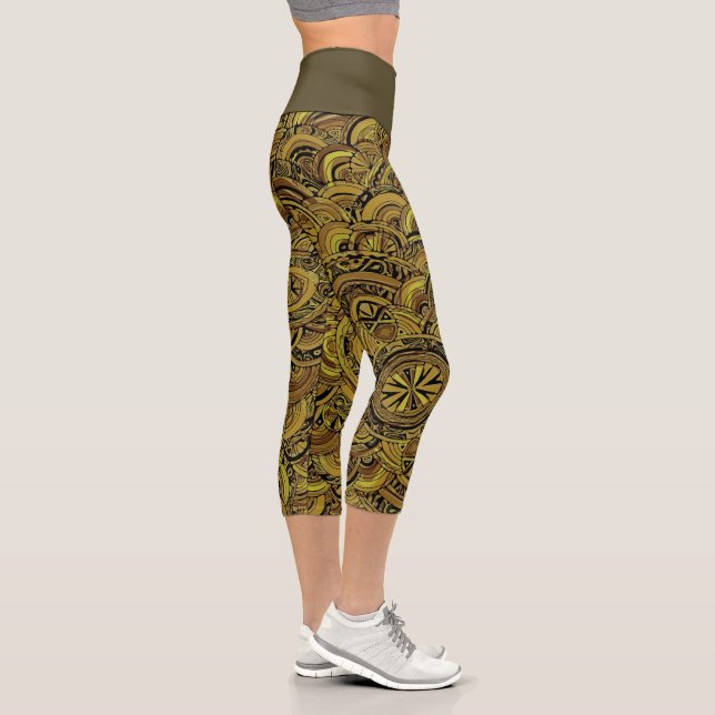 Hand And Digitally Painted Pattern Art 15 Capri Leggings (Right)