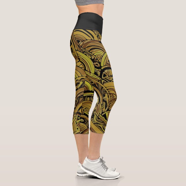 Hand And Digitally Painted Pattern Art 15 Capri Leggings (Right)