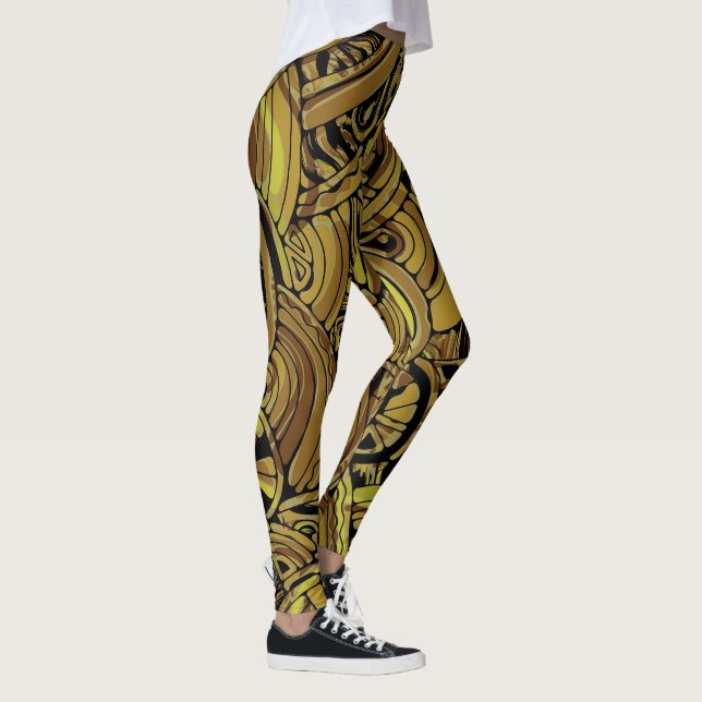 Hand And Digitally Painted Pattern Art 15 Leggings (Right)