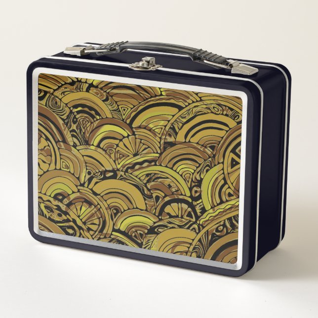 Hand And Digitally Painted Pattern Art 15 Metal Lunch Box (Front)