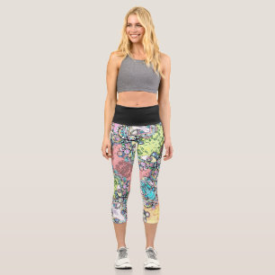 Hand And Digitally Painted Pattern Art 17 Capri Leggings