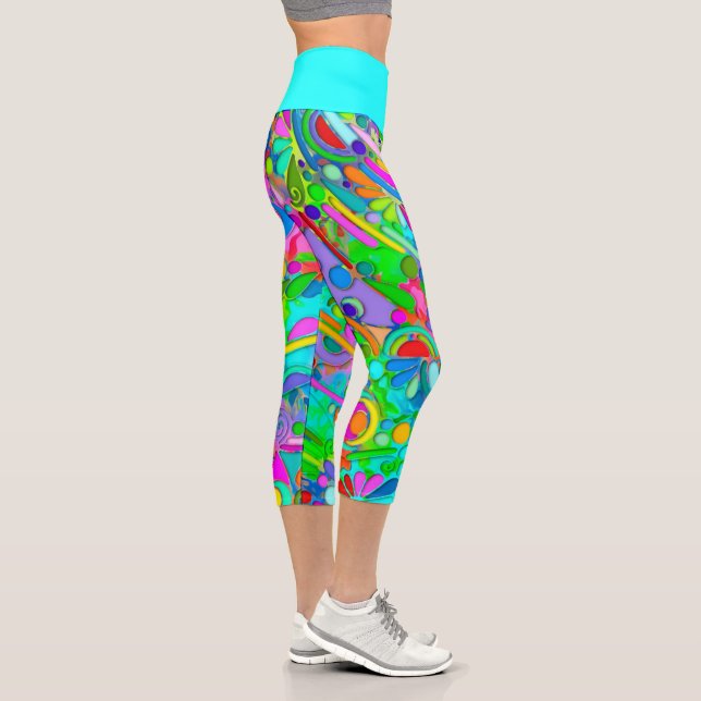 Hand And Digitally Painted Pattern Art 18 Capri Leggings (Right)