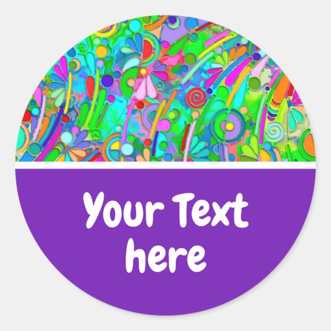 Hand And Digitally Painted Pattern Art 18 Classic Round Sticker (Front)