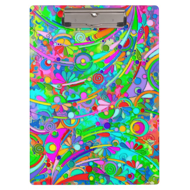 Hand And Digitally Painted Pattern Art 18 Clipboard (Front)