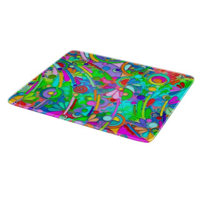 Hand And Digitally Painted Pattern Art 18 Cutting Board (Corner)