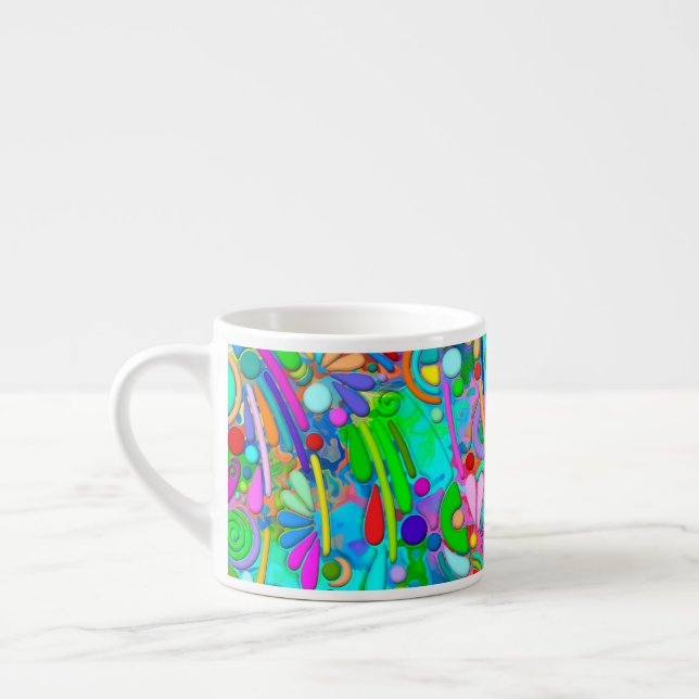 Hand And Digitally Painted Pattern Art 18 Espresso Cup (Left)
