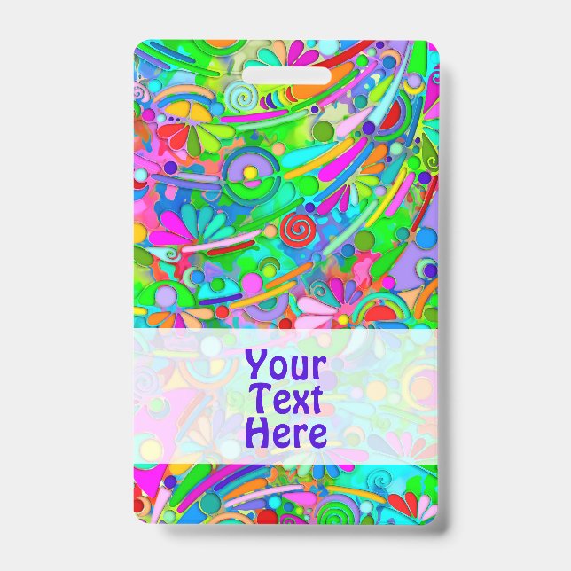Hand And Digitally Painted Pattern Art 18 ID Badge (Front)