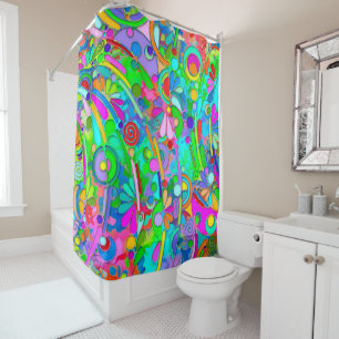 Hand And Digitally Painted Pattern Art 18 Shower Curtain