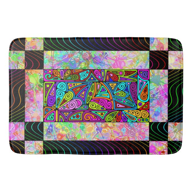 Hand And Digitally Painted Pattern Art 1 Bath Mat (Front)