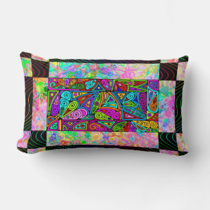 Hand And Digitally Painted Pattern Art 1 Lumbar Cushion