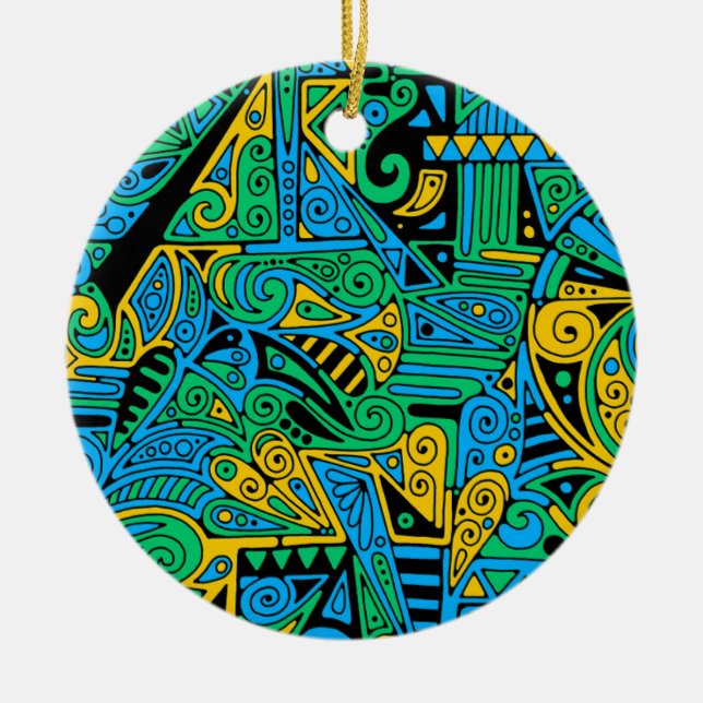 Hand And Digitally Painted Pattern Art 21 Ceramic Ornament (Front)