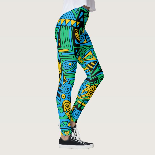 Hand And Digitally Painted Pattern Art 21 Leggings (Right)