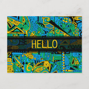 Hand And Digitally Painted Pattern Art 21 Postcard